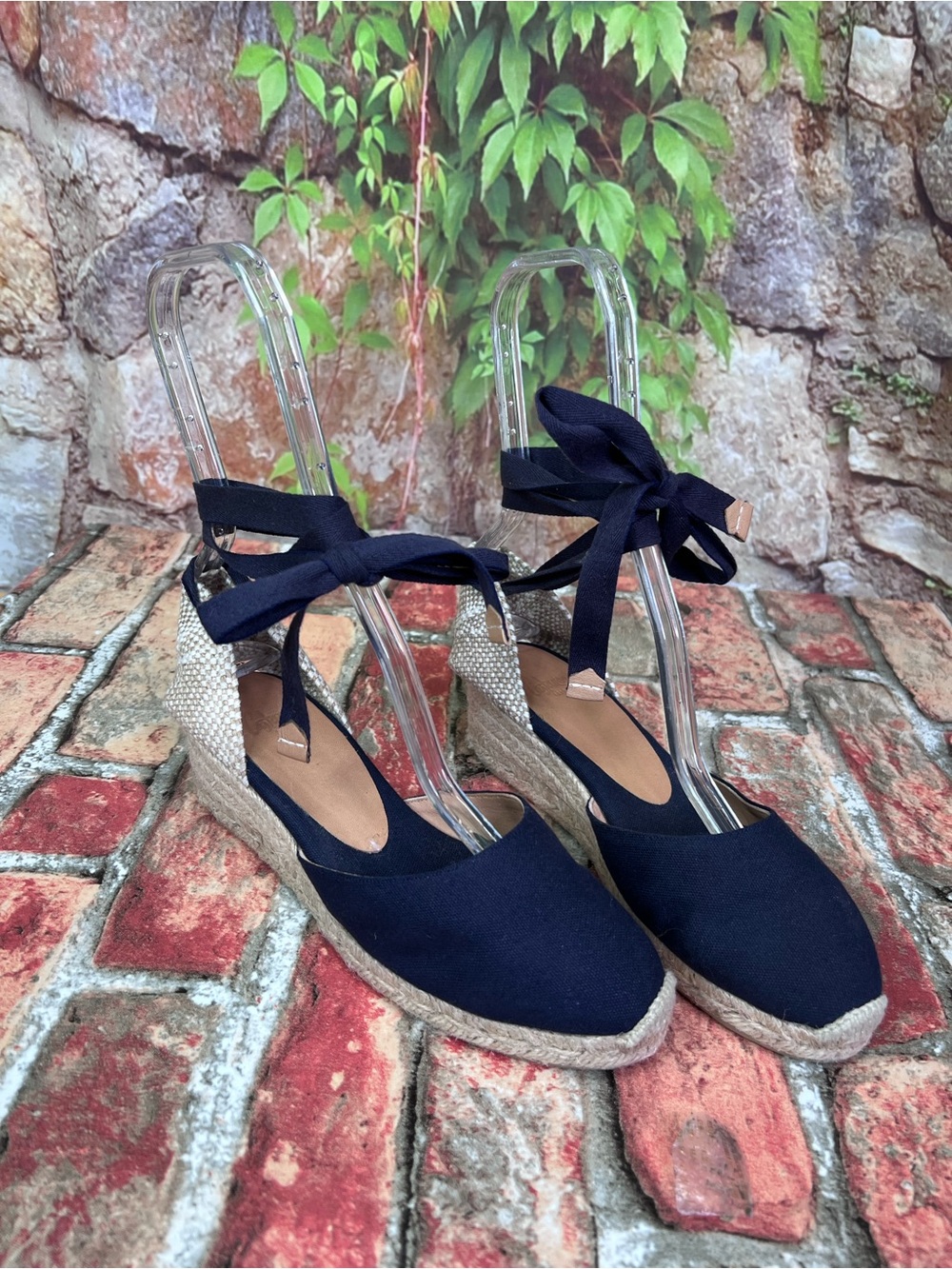 CASTANER Navy and Tan Jute Ankle Tie Nautical Resortwear Espadrilles, 38 - Picture 6 of 11